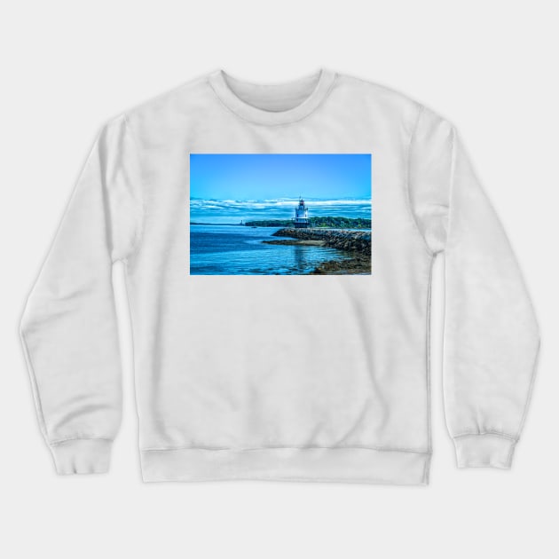 Spring Point Ledge Light Portland Maine Crewneck Sweatshirt by Gestalt Imagery